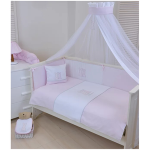 Baby Oliver Pink Bunny Bedding Set - Cot Bed Duvet And Bumper Nursery