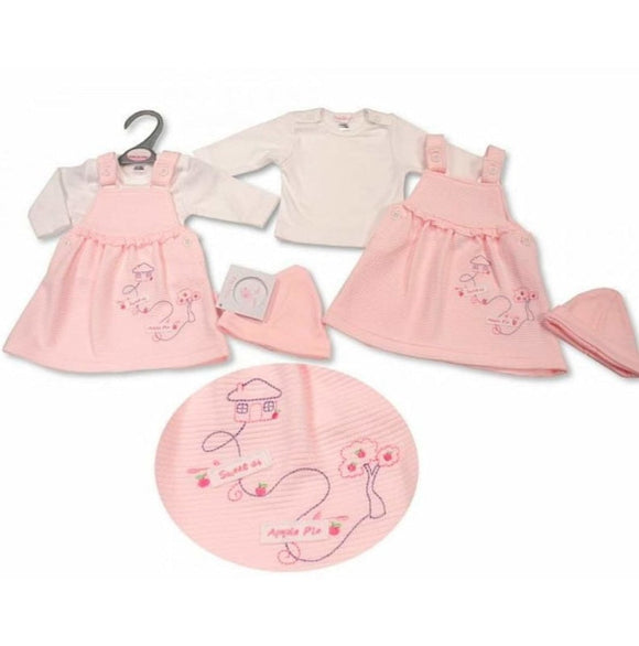 Girls 2 Pieces Dress Set With Hat - Sweet As Apple Pie Clothing