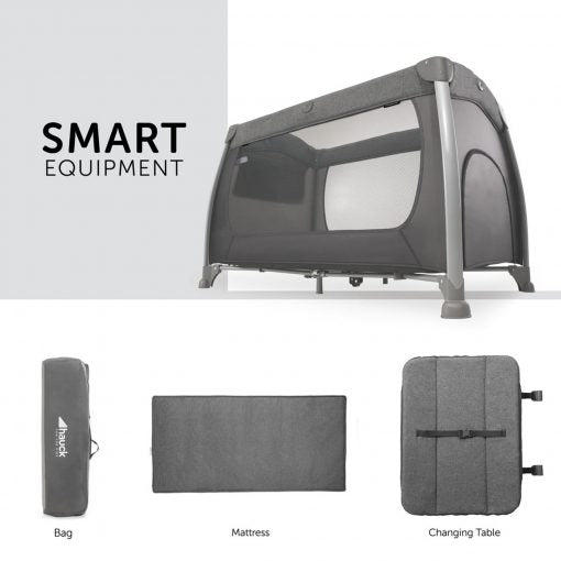 Hauck Play N Relax Center Melange Grey Travel Cot