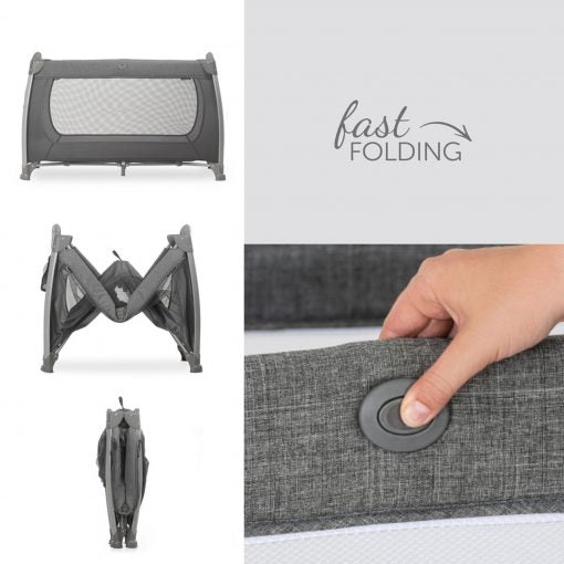 Hauck Play N Relax Center Melange Grey Travel Cot