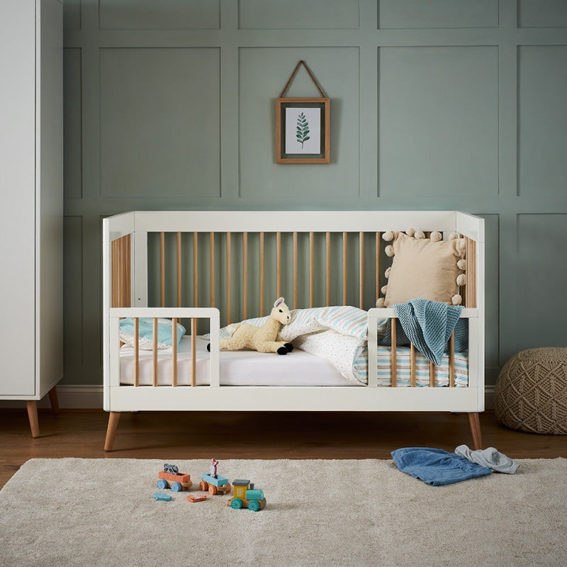 Obaby Maya 2 Piece Room Set - White With Natural Cot Bed
