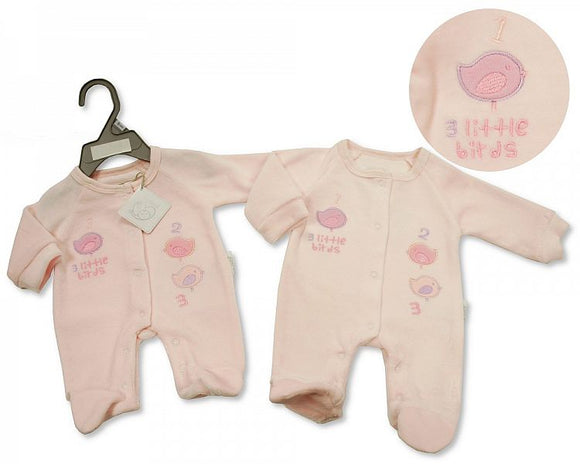 Tiny Baby Premature Baby Girls Velour All in One - Little Birds