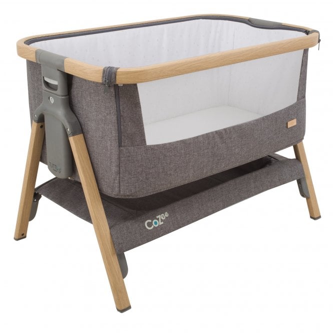 Cozee Bedside Crib Oak And Charcoal