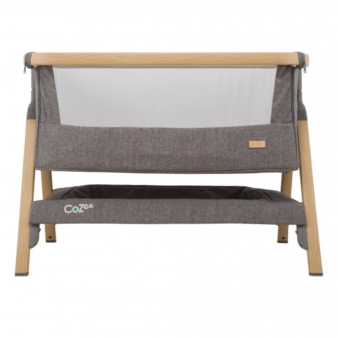 Cozee Bedside Crib Oak And Charcoal